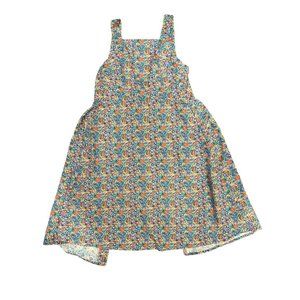 Vintage Lanz Originals Canvas Like‎ Floral Apron W Pockets Tie In Back One Size